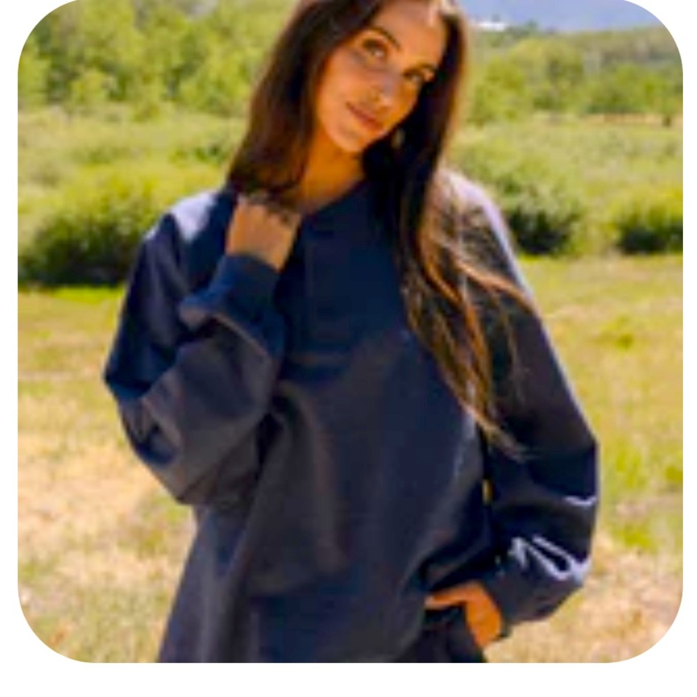 Daily drills Oversized Fleece Henley - Denim XS/S